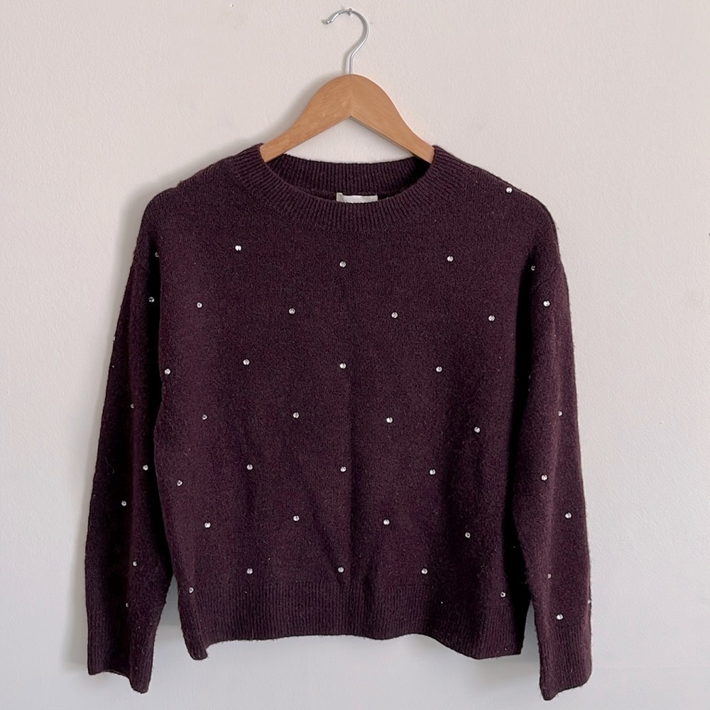 H&M Bedazzled Crew Neck Sweater